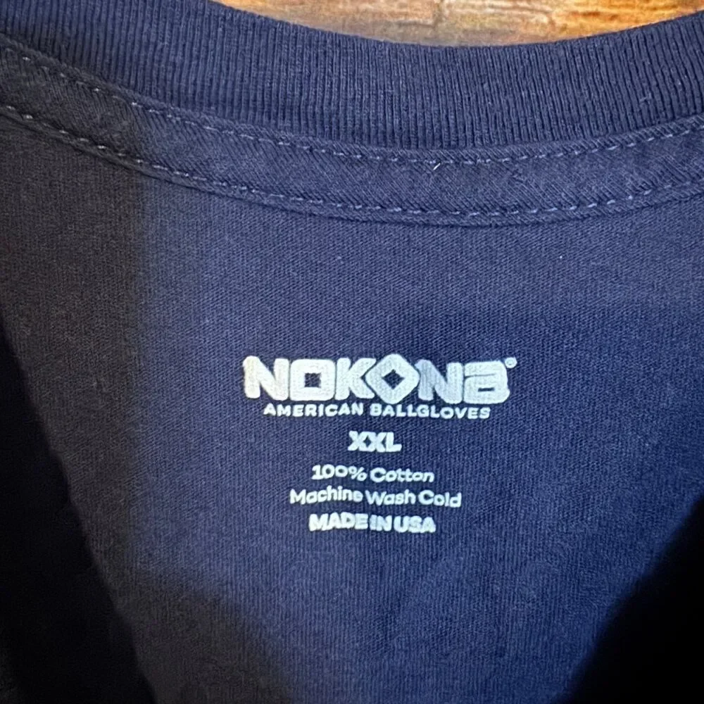 Nokona T-Shirt Men's Navy Blue XXL 100% Cotton Crew Neck Made in USA
